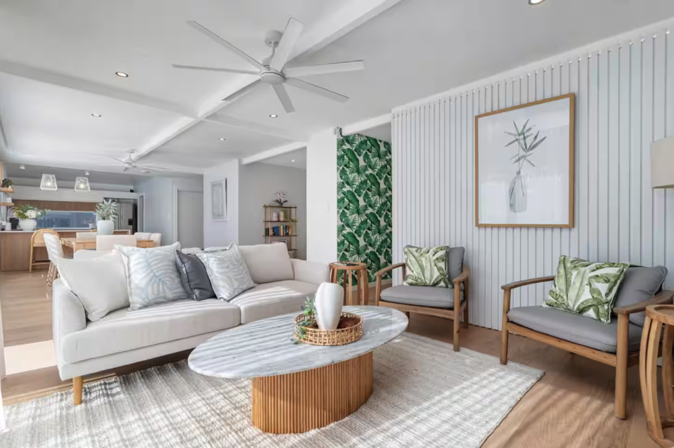 Living room in a Gold Coast Airbnb property managed by the client