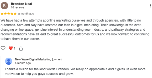 Google review screenshot