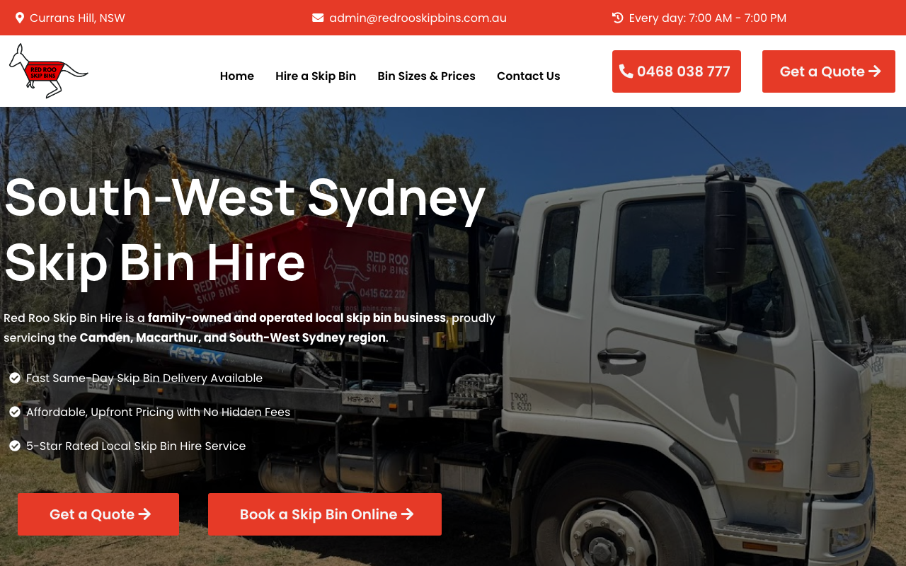 Red Roo Skip Bins website