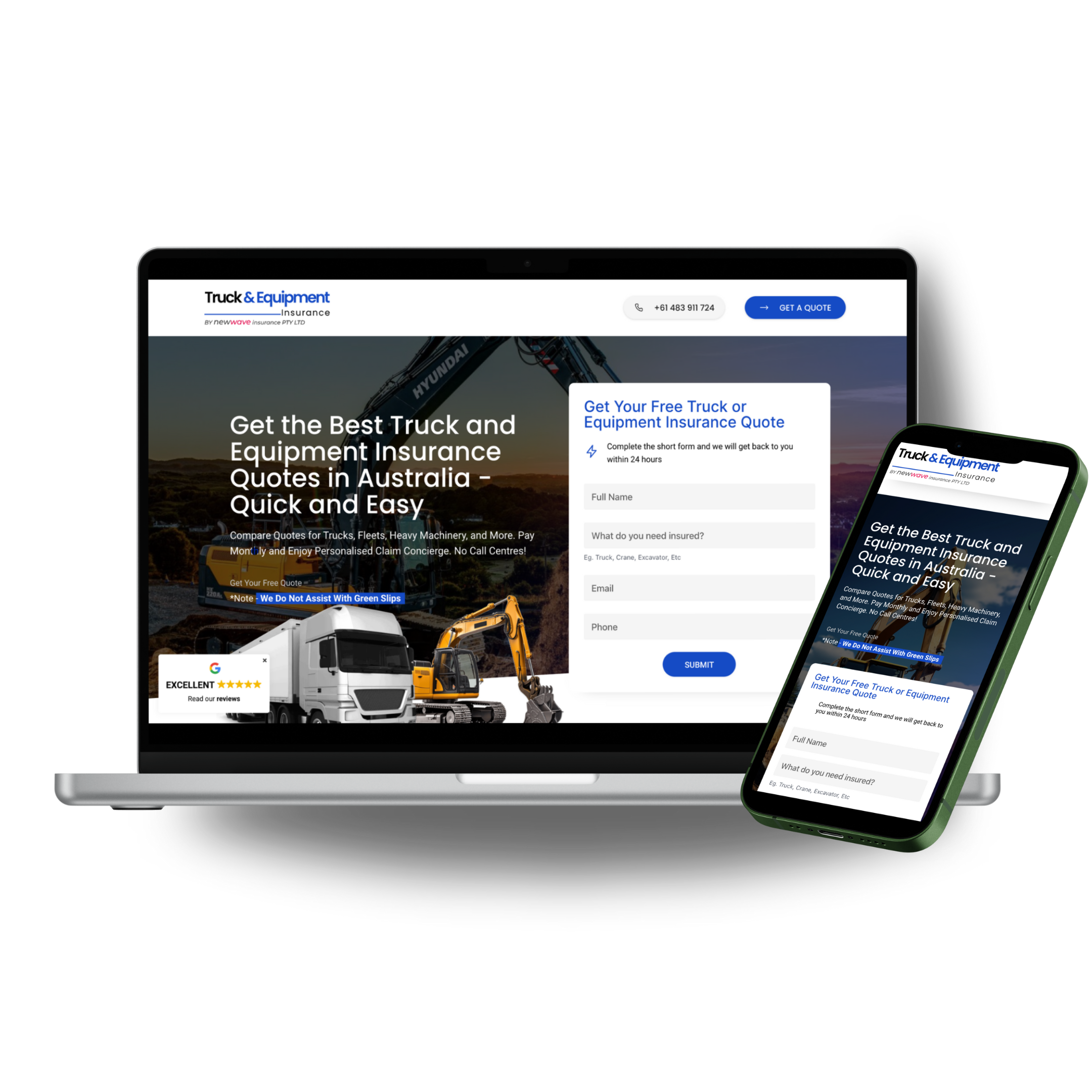 Truck and Equipment Insurance Mock Ups